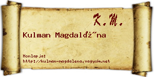 Kulman Magdaléna névjegykártya